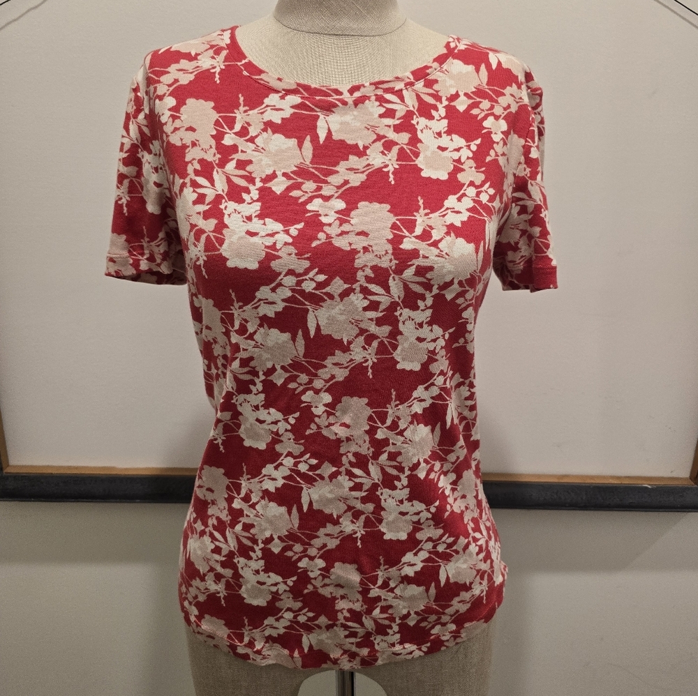 Chico's Red and White Short Sleeve Tee
